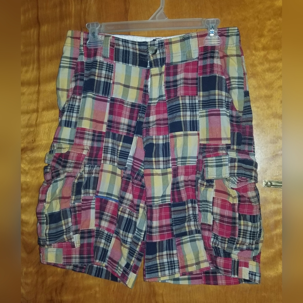 Men's Plugg Multicolor Plaid Knee Length Cargo Short Size 34